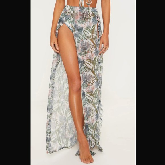 PALE KHAKI LEAFY FRILL 3 PIECE SET - Picture 7 of 11